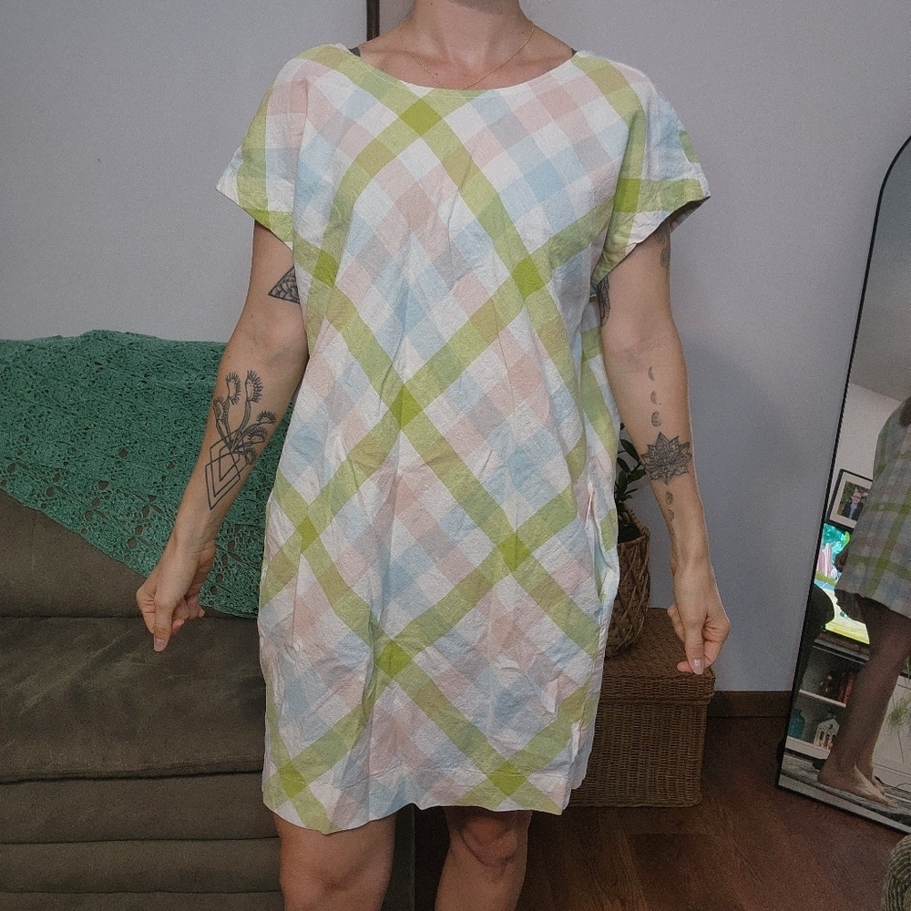 Peyton & Parker Plaid Button Back Mini Dress Size XXL